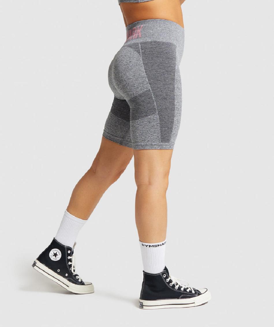 Pantalones Cortos Gymshark Flex Cycling Mujer Gris Rosas | CO 2803TCE